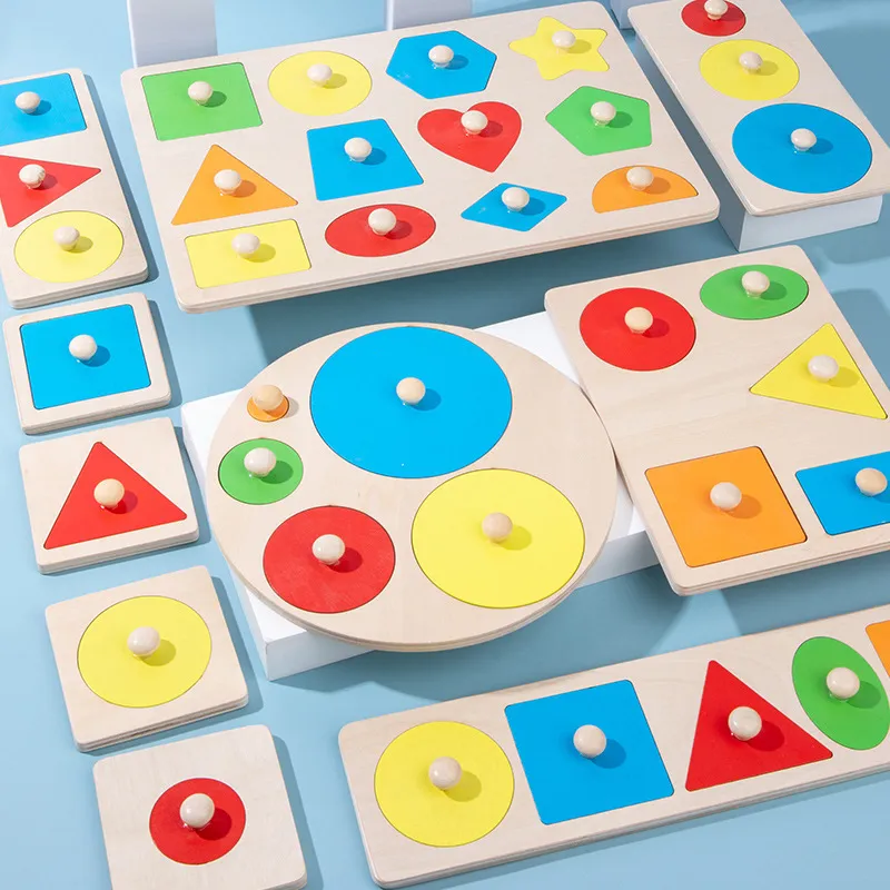 Ξύλινο Montessori Γεωμετρικό Σχήμα Ταξινόμησης Παζλ Παιδικό Εκπαιδευτικό Παιχνίδι