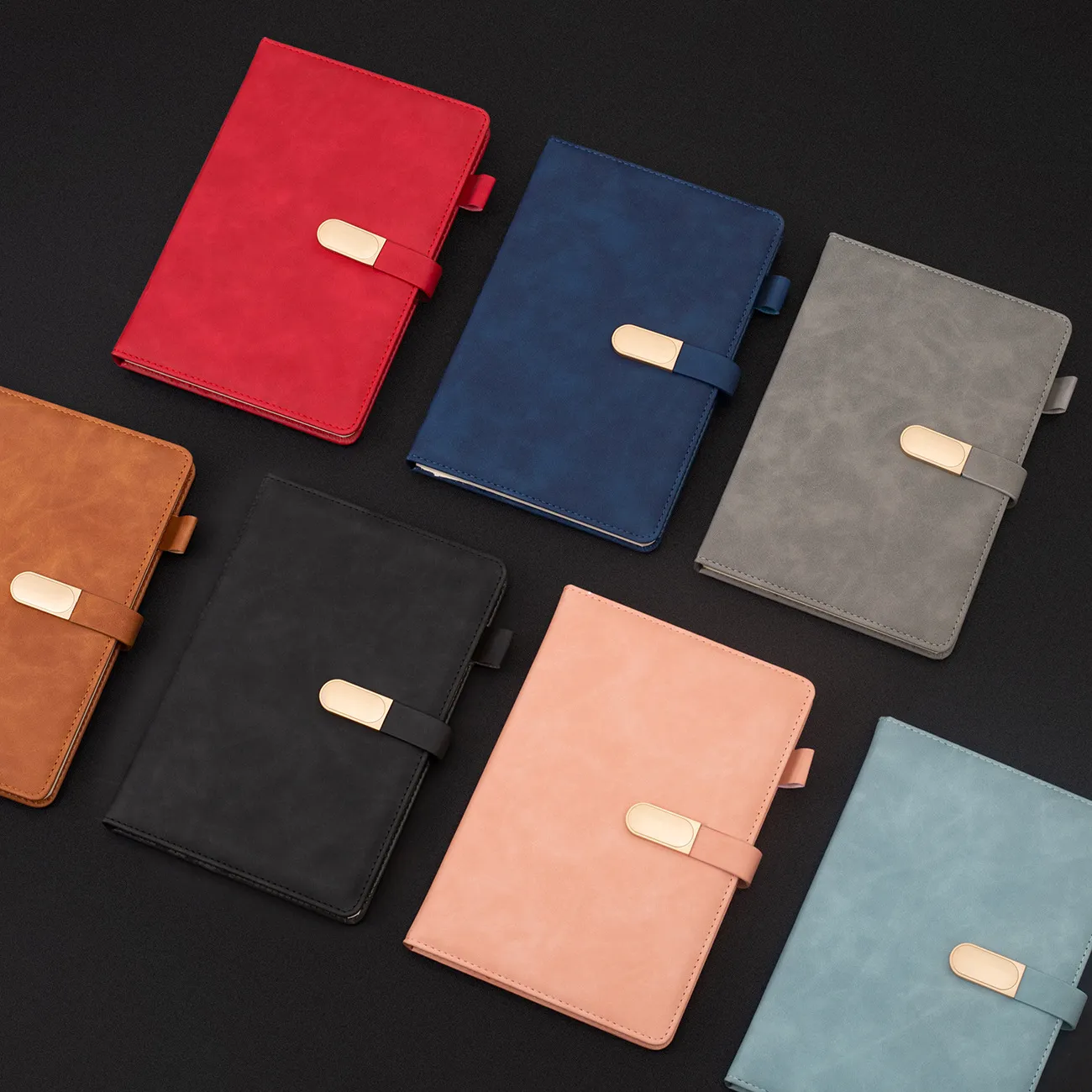 A5 Business Notebook PU Leather Journal With Magnetic Buckle Ribbon Bookmark Office Writing Diary Notebook Gift Set