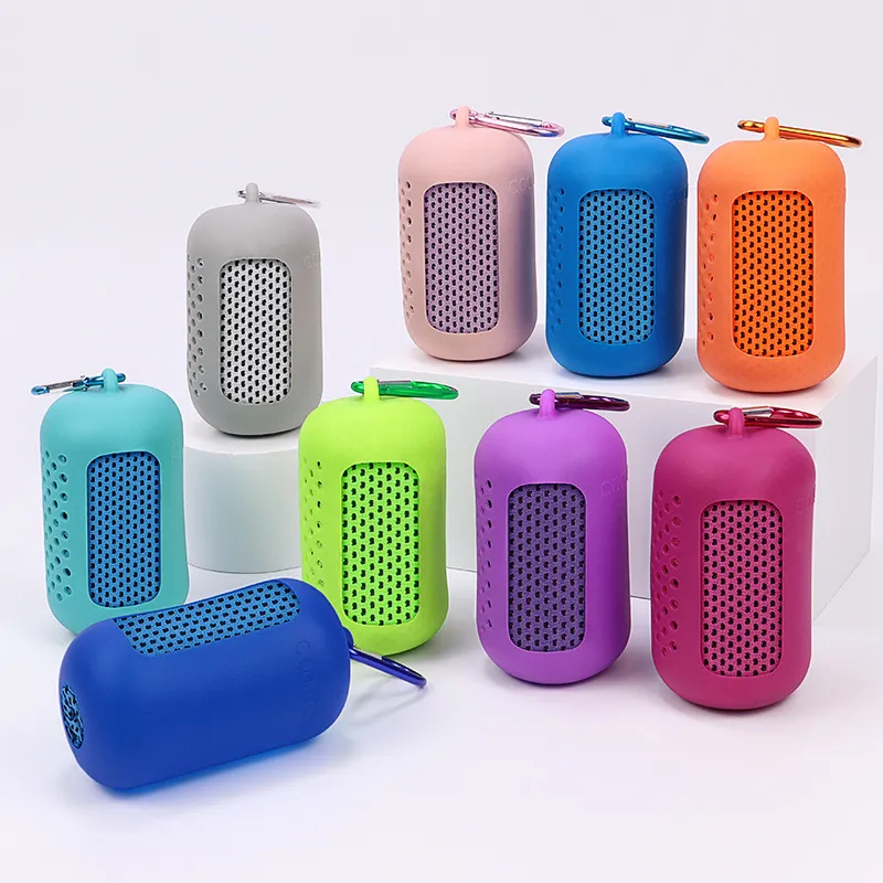 Asciugamano Sportivo Raffreddante Portatile Con Custodia In Silicone Microfibra Traspirante Asciugamani Da Palestra Yoga Fitness