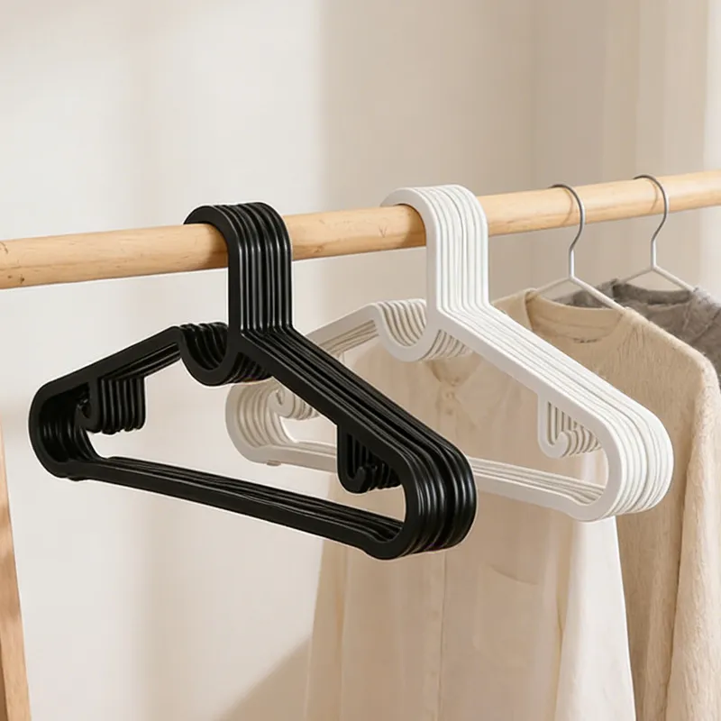Non Slip Seamless Plastic Hangers Heavy Duty Adult Thickened Clothes Hanger Black White Coat Organizer