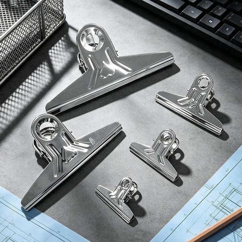 Stainless Steel Binder Clips Heavy Duty Metal Paper Clamps Assorted Sizes Office Financial Document Organizer