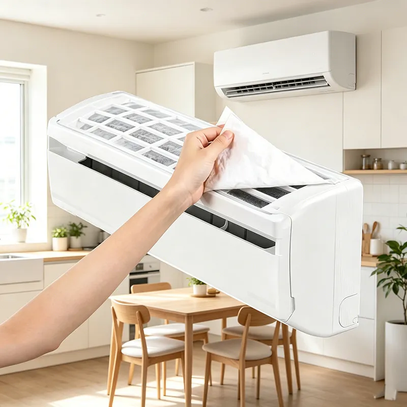 Cotone Filtrante Antipolvere per Condizionatore Domestico Membrana Filtrante Ingresso Aria a Maglia Sottile Copertura Protettiva