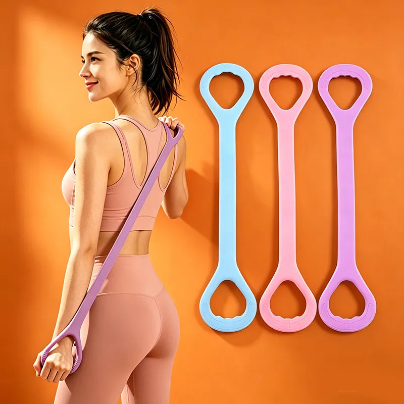 Banda di Resistenza Figura 8 in Silicone Corda Elastica per Esercizi Yoga Stretching Modellamento Schiena Fitness