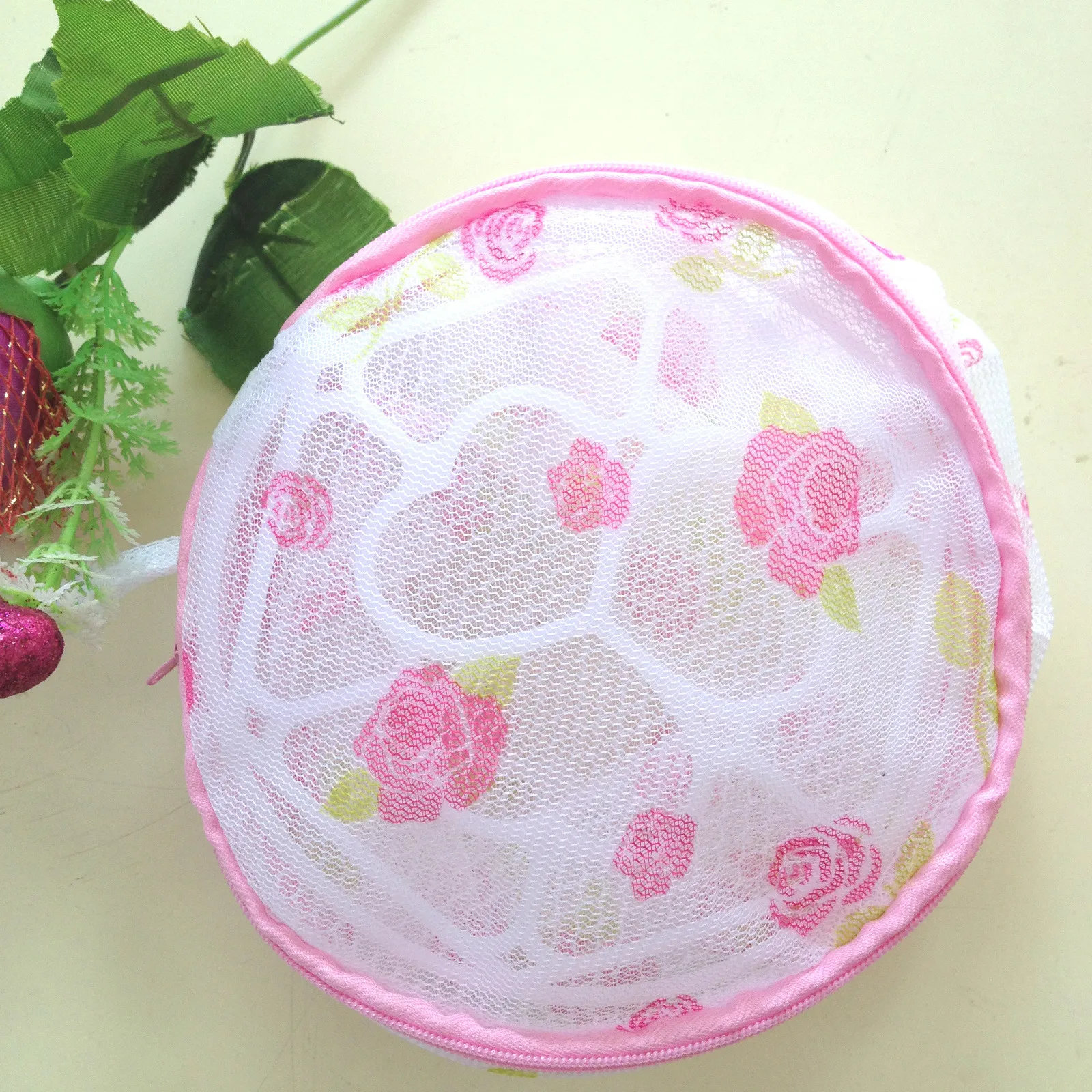 Fine Mesh Printed Bra Laundry Bag Cylinder Underwear Washing Machine Cleaning Pouch Zipper Protection For Delicates
