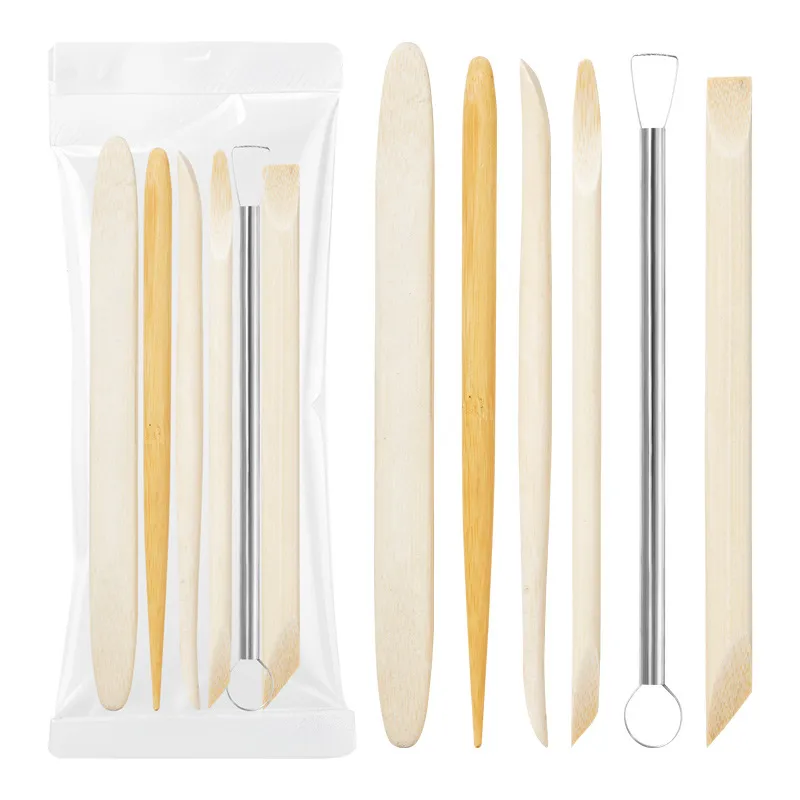 Set Professionale di 6 Strumenti per Scultura in Ceramica di Bambù Coltelli di Modellazione in Argilla Forniture d'Arte