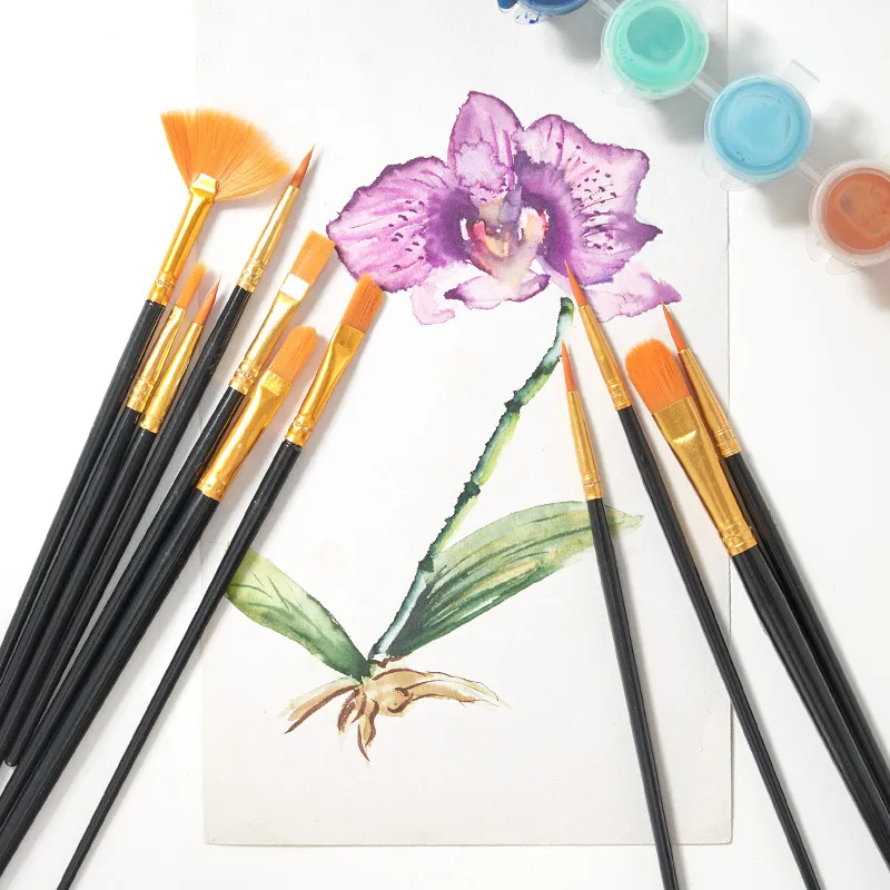 Colección de Pinceles de Nailon Profesionales Gouache Acuarela Acrílico Pintura al Óleo Estudiantes Arte Dibujo Bolígrafos