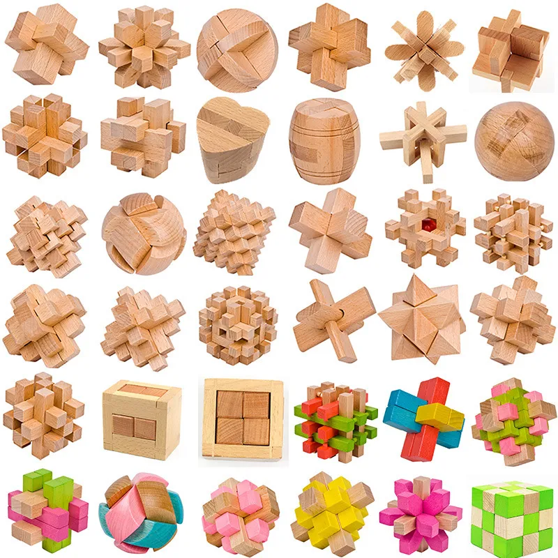 Cerradura Kongming de Madera Juguete de Rompecabezas Educativo para Niños Rompecabezas Cubo Mágico Entrelazado Juguete Alivio del Estrés