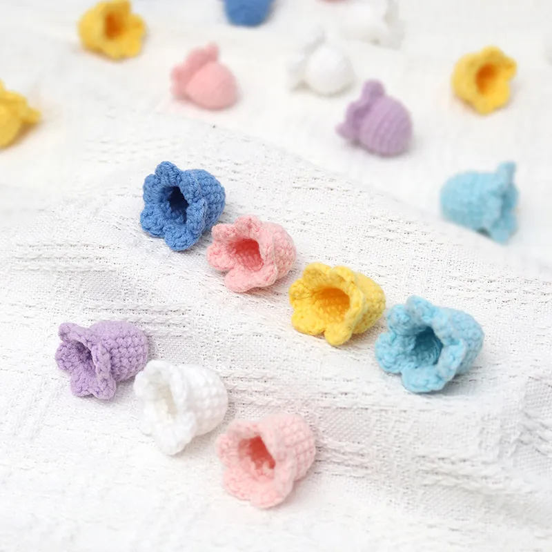 Handmade Knitted Yarn Lily Of The Valley Flower Heads Crochet Artificial Flowers Cute DIY Craft Accessories Home Decor