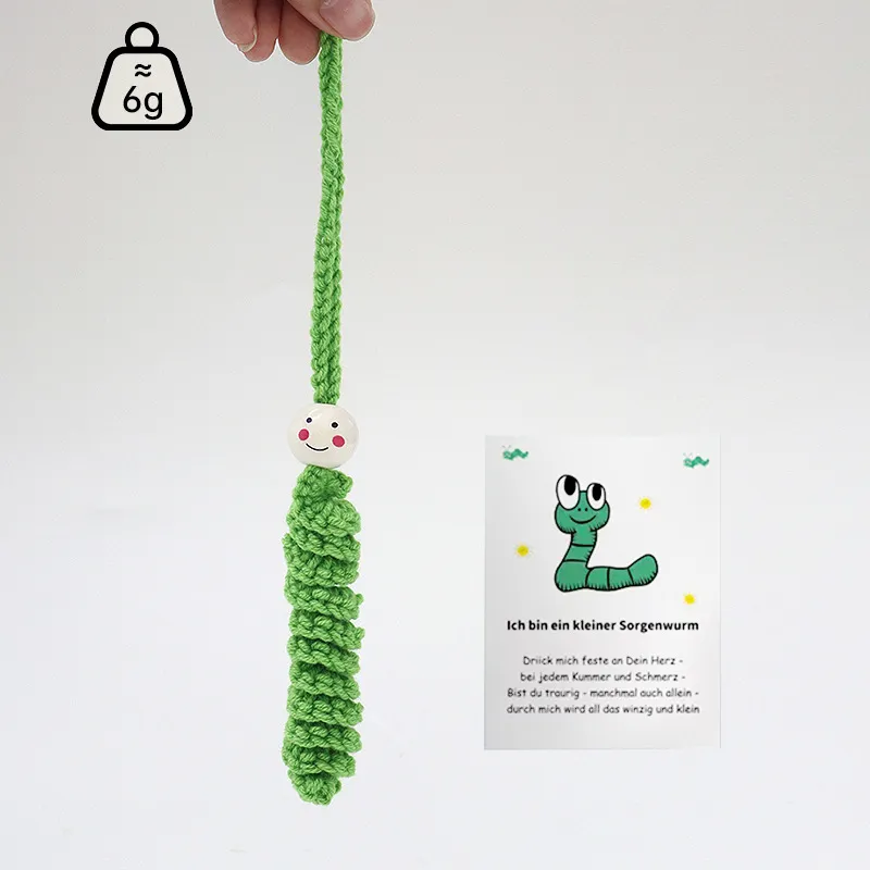 Handmade Crochet Caterpillar Hanging Ornament Cute Wool Yarn Animal Pendant Car Interior Office Desktop Decoration Gift