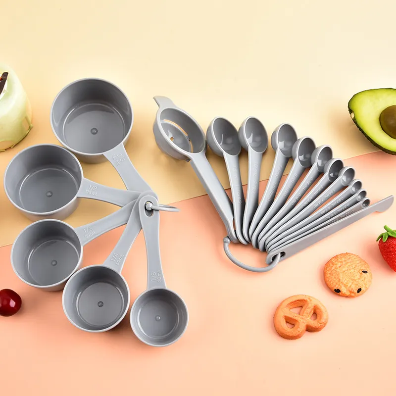 Plastic Measuring Cups And Spoons Baking Tools With Egg White Separator Clear Graduated Kitchen Cooking Accessories