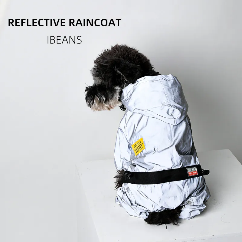 Imperméable pour Chien de Compagnie Imperméable à Quatre Pattes Couverture Totale Réflecteur Veste de Pluie Chiot Avec Capuche Pour Petits Chiens