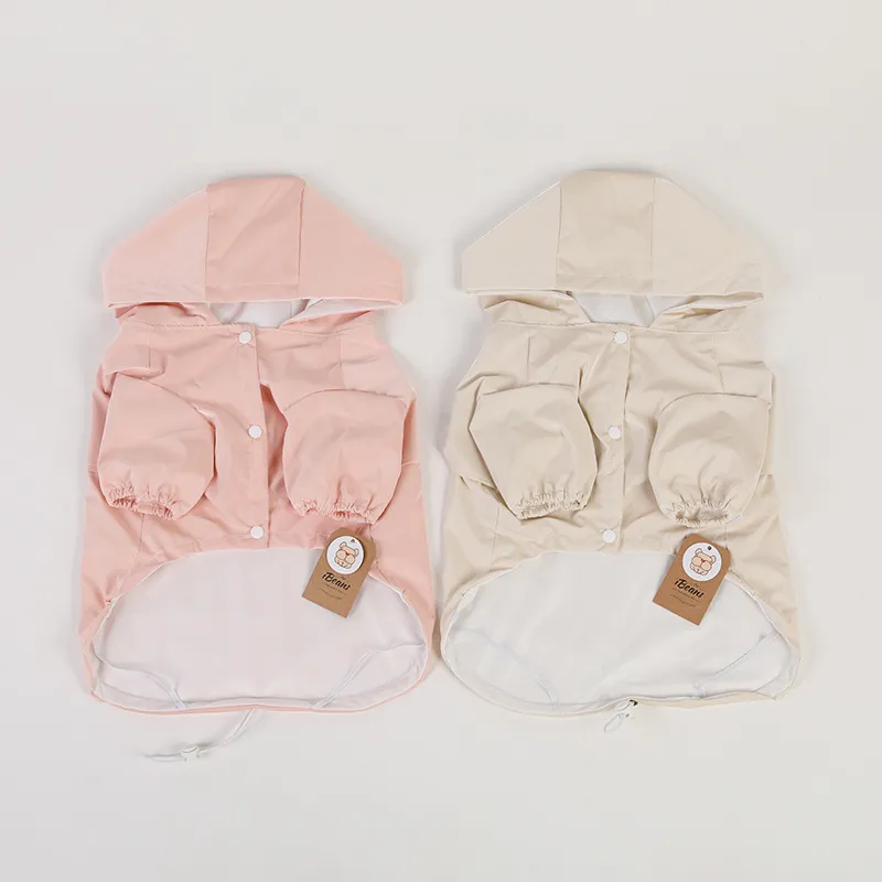 Imperméable pour Chien en PU Double Couche Poncho de Pluie à Capuche Veste de Pluie d'Extérieur pour Petits Chiens Bouledogue Français Teddy Animaux