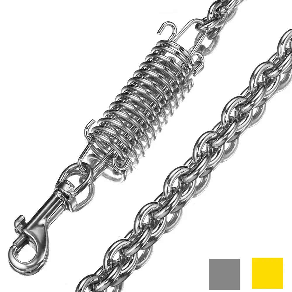 Roestvrij Staal Heavy Duty Honden Ketting Lijn Huisdier Training Lijn met Veer Buffer en Lederen Handvat voor Honden
