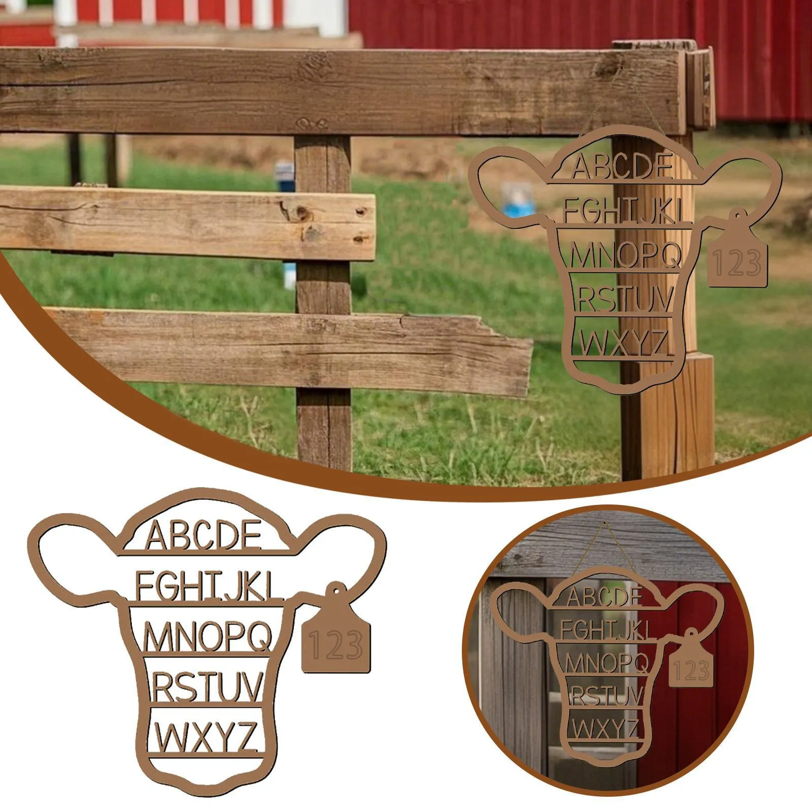 Houten Boerderij Koe Alfabet Hangend Bord Wanddecoratie Rustiek Houten Ambacht Houten Letter Bord Voor Thuis Kamer Wanddecoratie