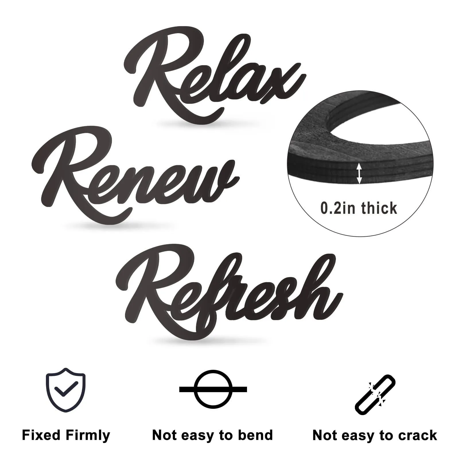 Cartello Sospeso in Legno per Bagno Relax Renew Refresh Decorazione Murale Targhetta d'Arte in Lettere Rustiche per Arredamento Casa