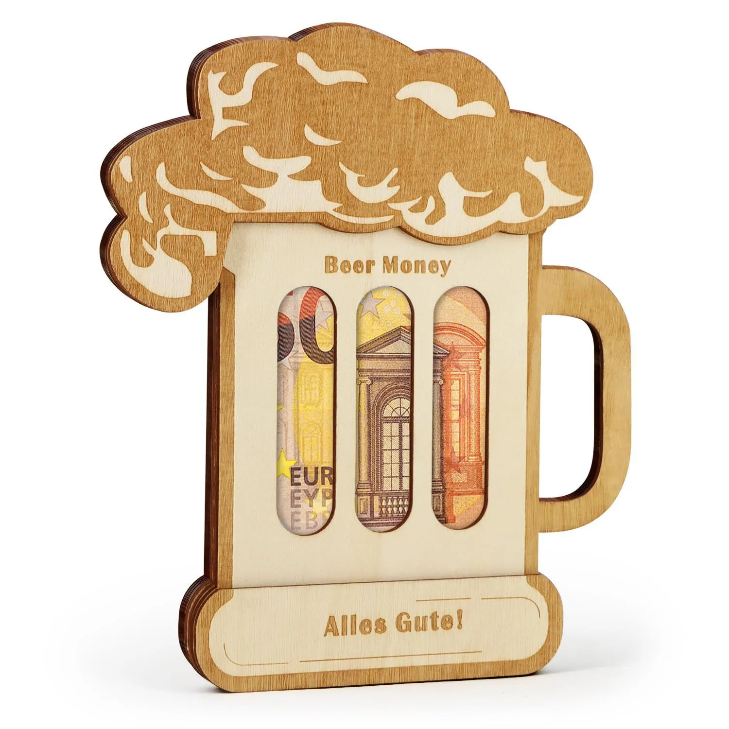 Hölzerner Bierkrug Geldklammer Bargeldhalter Party Dekoration Desktop Holshandwerk Geschenk Für Geburtstag
