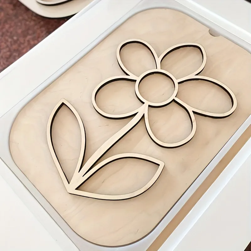 Kreativer Hölzerner Blumen Untersetzer Hohl Tischmatte Naturholz Untersetzer Wärmedämmung Matte Zuhause Esstisch Dekoration