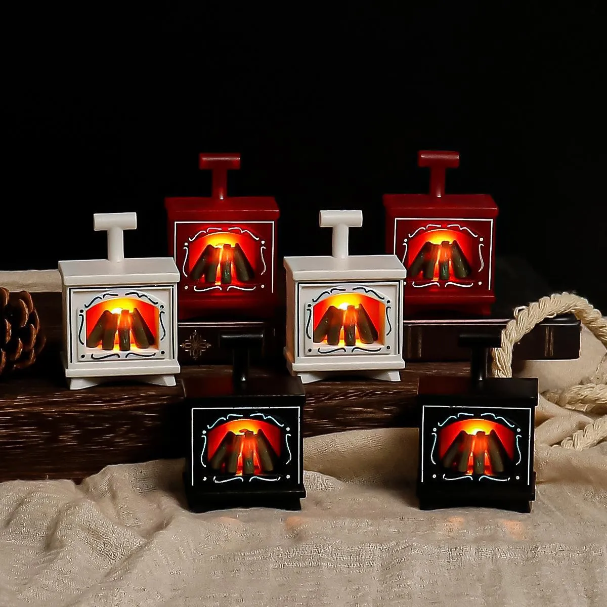 Puppenhaus Miniatur LED Kamin Ornament Harz Leuchtendes Mini Kamin Modell Elektronische Kerze Licht Heim Dekor