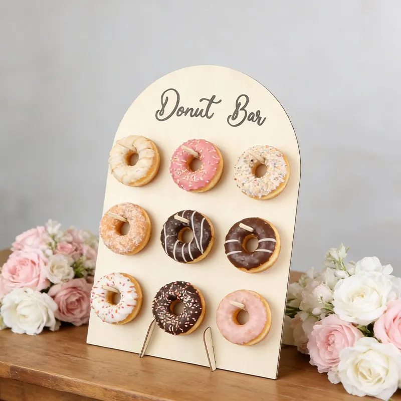 Wooden Donut Display Stand Arched Dessert Table Cake Holder Wedding Party Decor Food Stand Tabletop Dessert Organizer