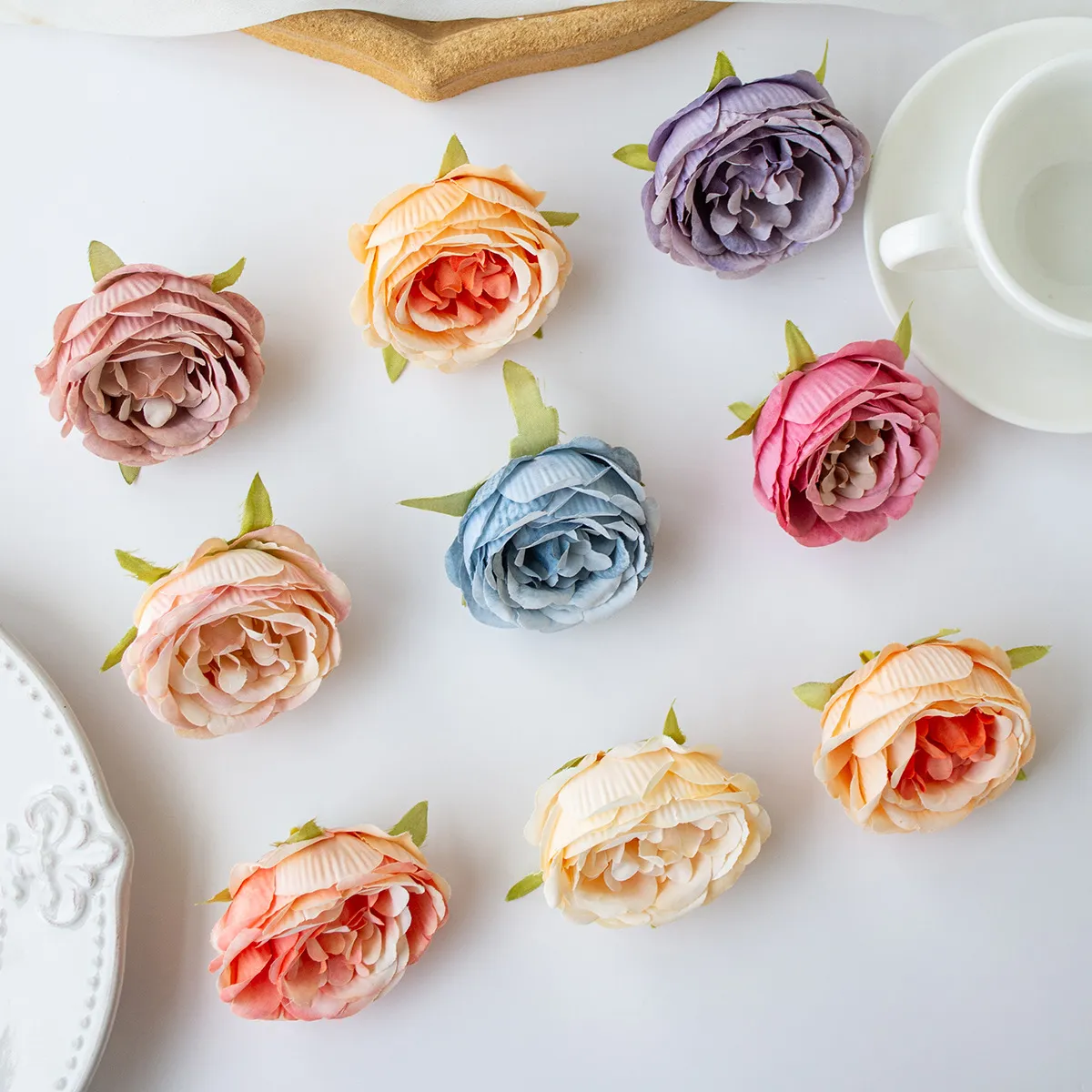 Artificial Silk Peony Rose Flower Heads Fake Flowers For Wedding Home Party Decoration DIY Craft Photography Props
