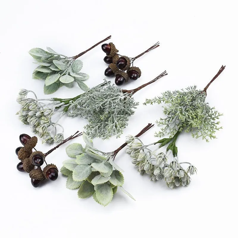 Tiges de Plantes de Verdure Artificielles Fausse Soie Fleur Feuilles DIY Guirlande Scrapbooking Maison Mariage Décoration Fournitures d'Artisanat