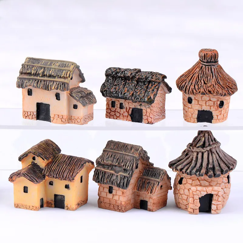 Mini Hars Rietdak Huis Figuren Mikrolandschap Ornament Miniatuur Sprookjes Tuin Accessoires Cartoon Ambachten Voor Decor