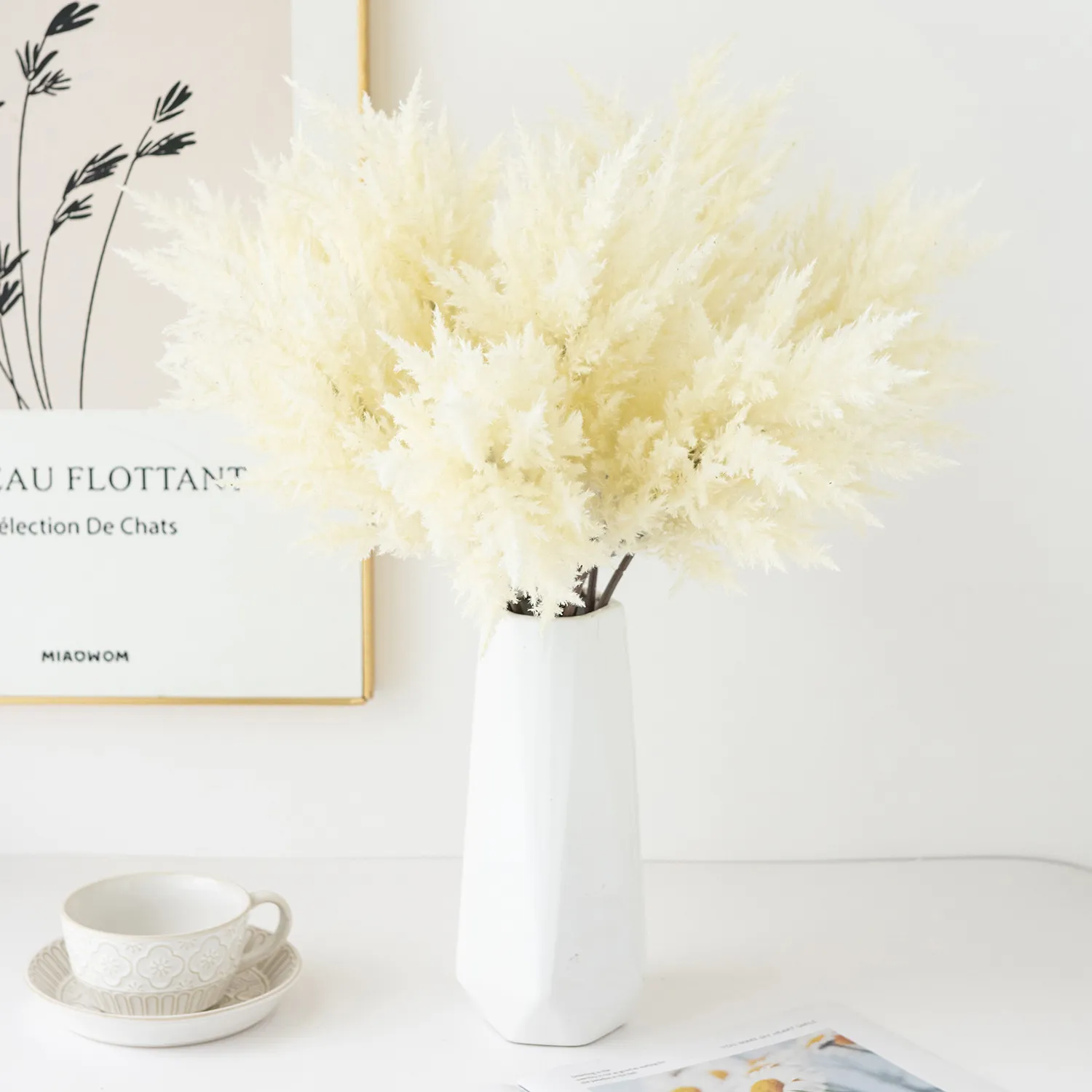 Artificial Pampas Grass Dried Flowers Bouquet Nordic Style Floral Arrangement For Home Wedding Party Decor