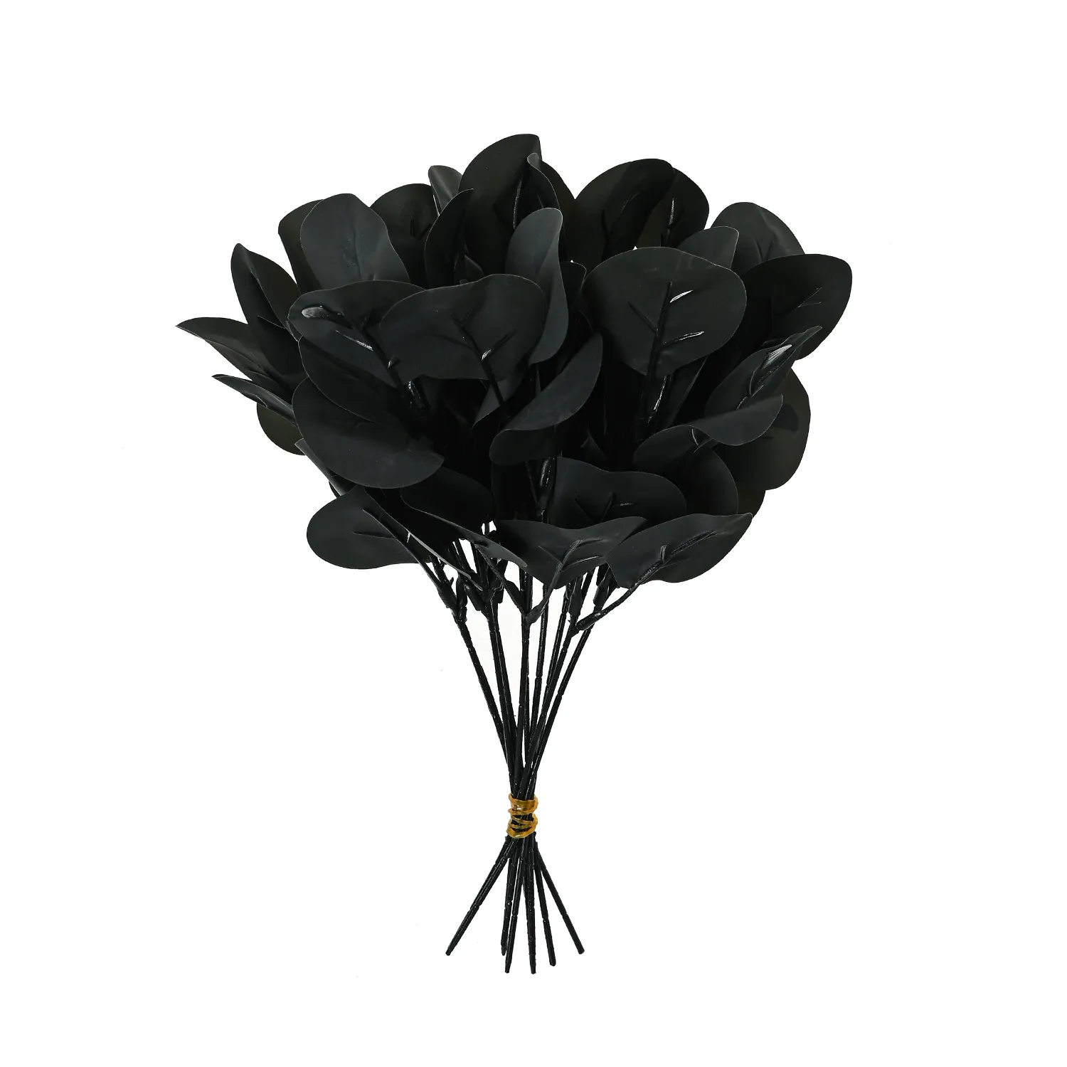 Artificial Silk Eucalyptus Leaves Halloween Black Rose Leaves Fake Plant Floral Arrangement Material Home Party Decor