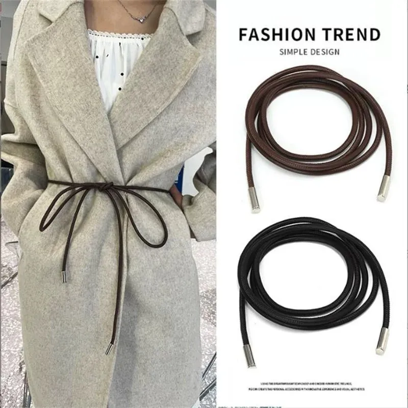 Μινιμαλιστική Ζώνη από Δέρμα PU Γυναικεία Fashion Commute Monokromo Lepto Zimari Me Fiogko Metatikes Akres Stylato Zoni Paltou