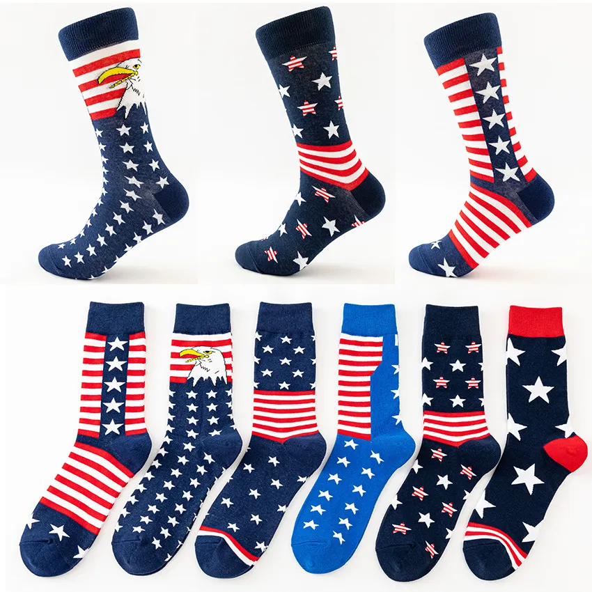 Herren Übergröße Baumwolle Sport Crew Socken Atmungsaktiv Schweißableitend Athletisch Langer Schaft Lässig Bedruckt Mode Socken