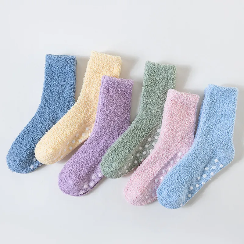 Unisex Thickened Coral Fleece Crew Socks Winter Warm Anti Slip Floor Socks Soft Cozy Indoor Sleeping Socks For Home