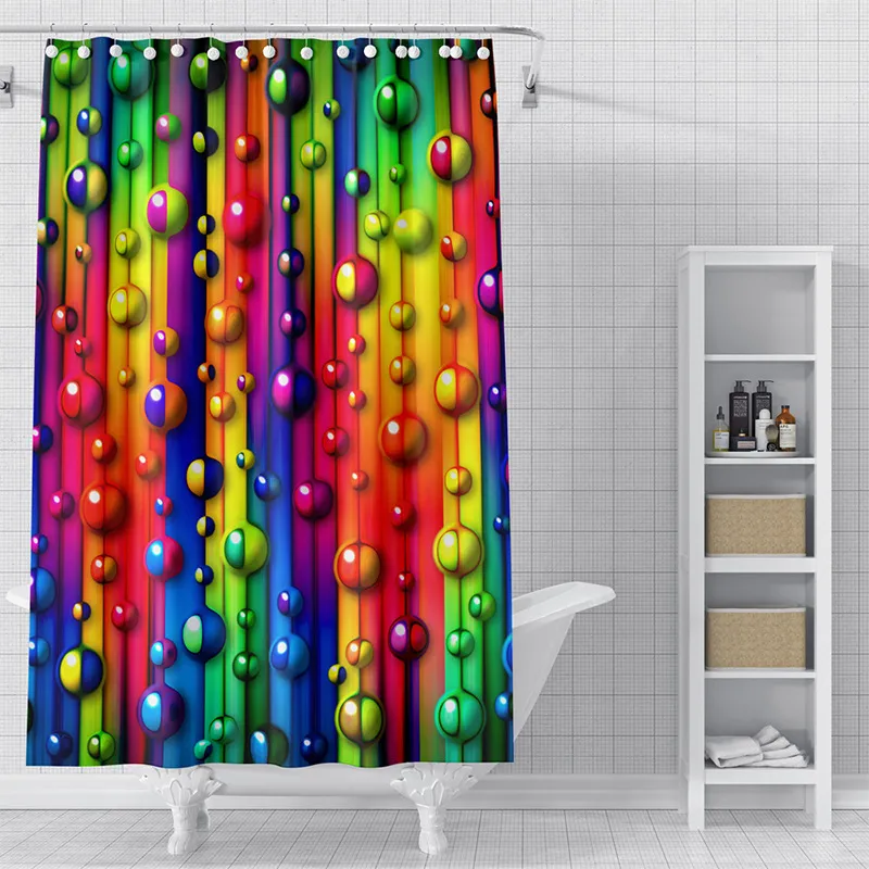 Waterproof Fabric Shower Curtain Watercolor Rose Heart Print Bathroom Decor Polyester Pongee Shower Curtain