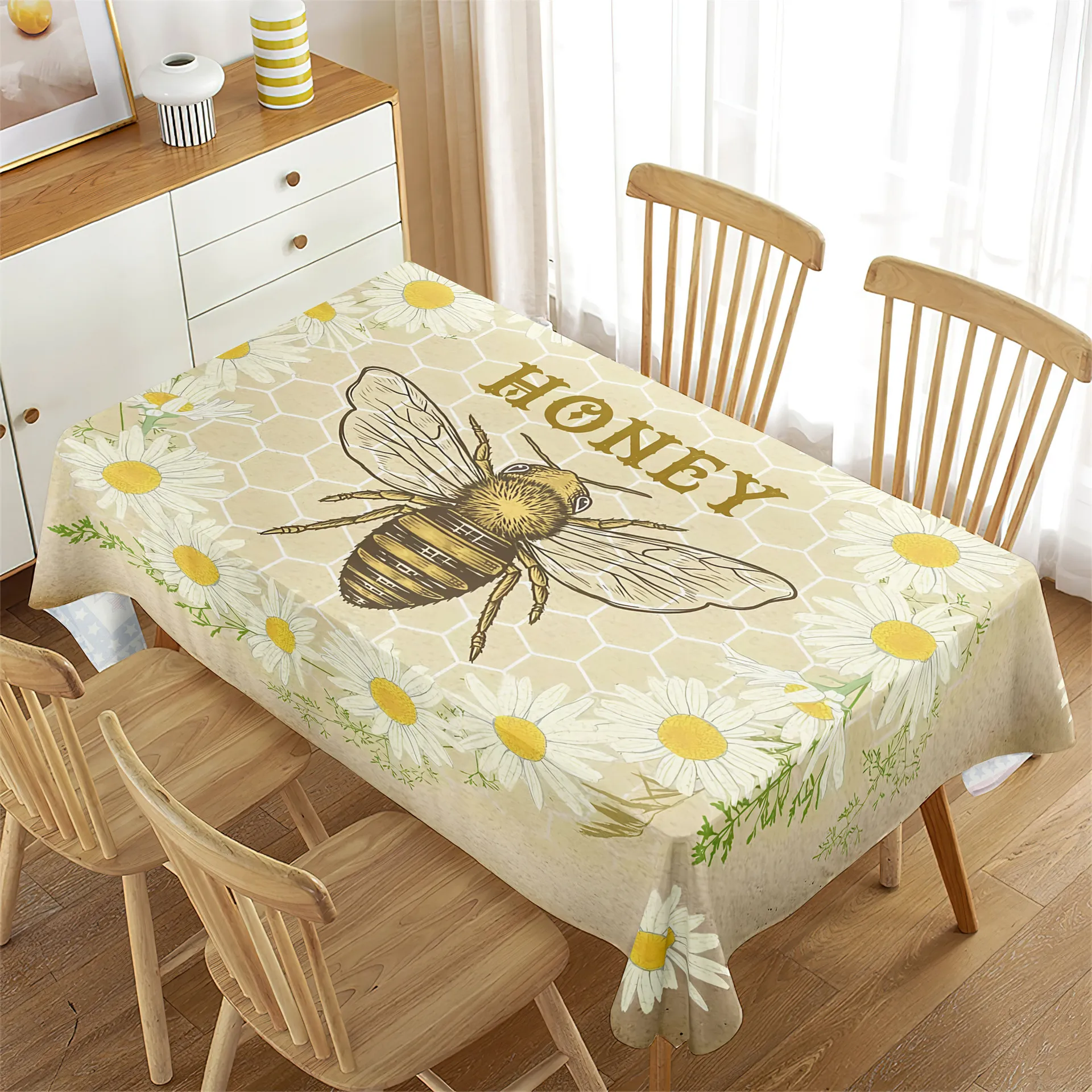 Waterproof Tablecloth Rectangular Table Cover Dustproof Dining Table Protector Floral Animal Print Home Kitchen Decor