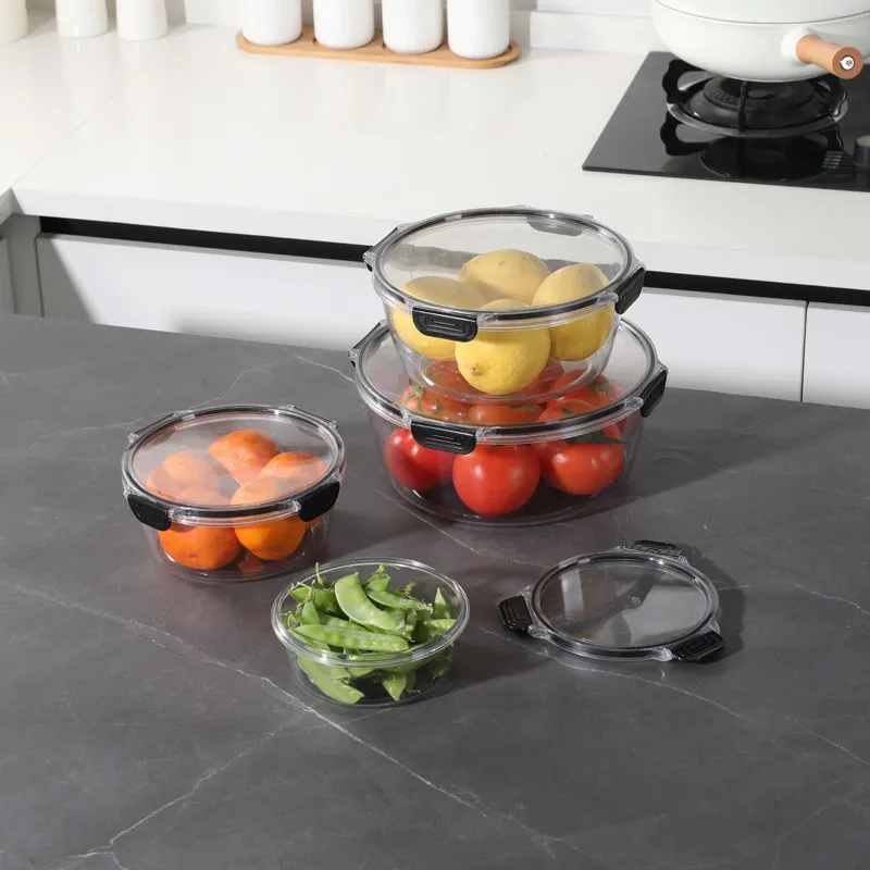 Transparent Kunststoff Kühlschrank Aufbewahrungsbox Küche Lebensmittel Frischhaltung Versiegelter Behälter Viererlei Set Organizer
