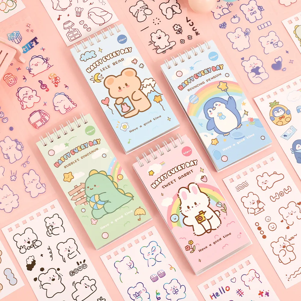 Leuke Cartoon Spiraalnotitieboek En Stickers Set Kinderen DIY Decoratieve Dagboek Schrijfwaren Cadeau