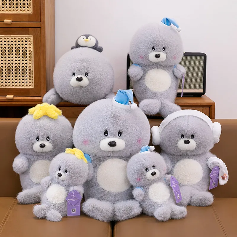 Lindo León Marino de Peluche Simulación Animal Marino Muñeca Rellena Almohada Suave Regalo de Cumpleaños para Niños Decoración de Habitación