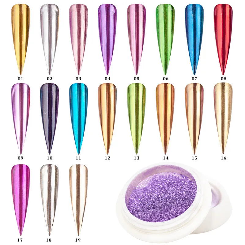 Polvere Specchio per Unghie Pigmento Cromo Titanio Metallico DIY Nail Art