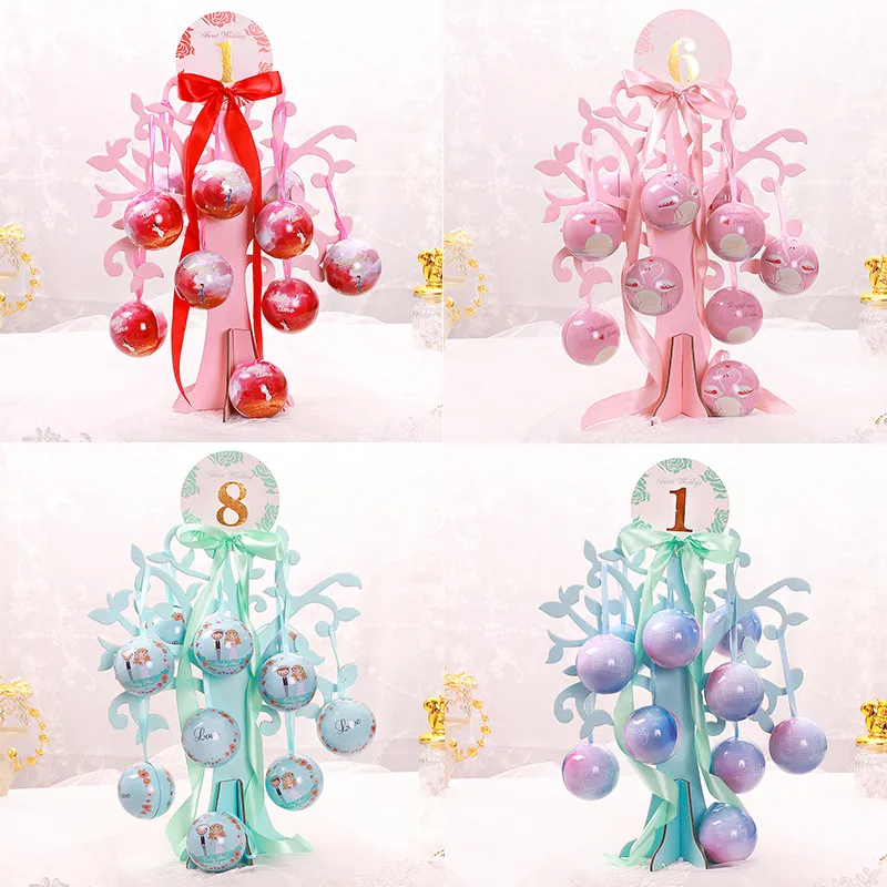 Wedding Candy Box Gift Set Tinplate Spherical Candy Containers With Display Tree Stand Party Favor Wedding Decoration