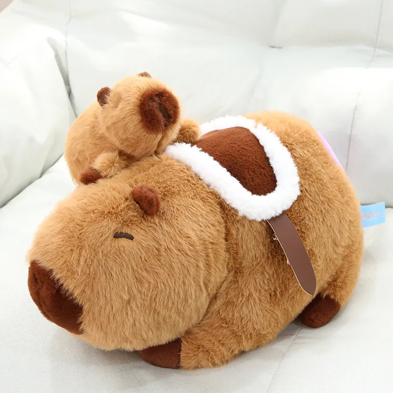 Lindo Capybara Juguete de Peluche Animal de Peluche con Mochila de Tortuga Burbuja de Moco Sombrero de Doctor de Graduación Almohada Suave