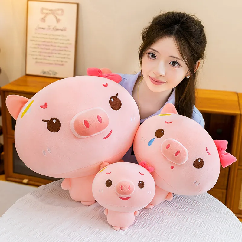 Cute Pink Pig Stuffed Animal Plush Toy Cute Standing Doll Soft PP Cotton Kawaii Birthday Gift For Girls