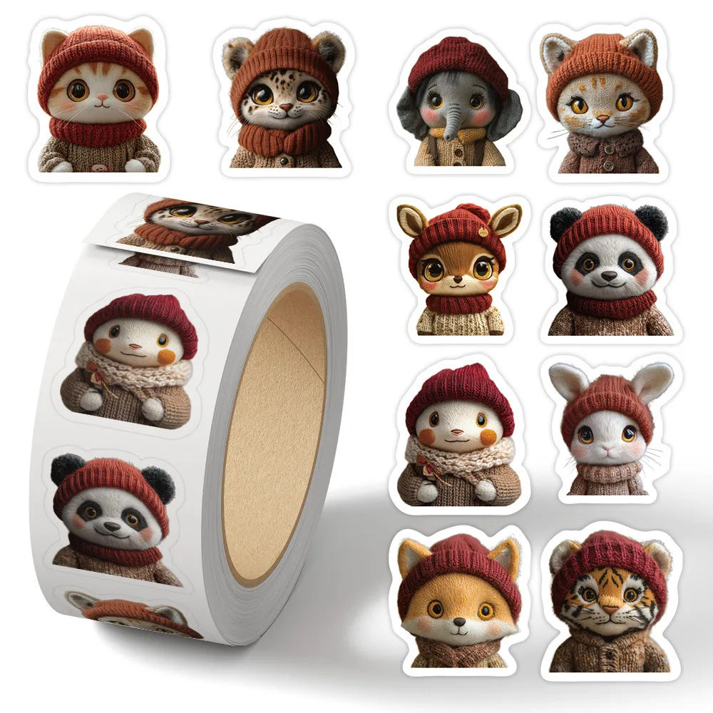 Cute Animal Portrait Roll Stickers Cartoon Plush Animal Decorative Sticker For Journal Computer Guitar And iPad