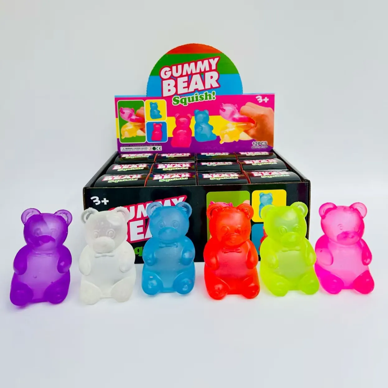 Transparent Gummy Bear Squishy Toy For Kids Adults TPR Stress Relief Squeeze Toy With Glitter Maltose Filling Animal Shape Sensory Toy