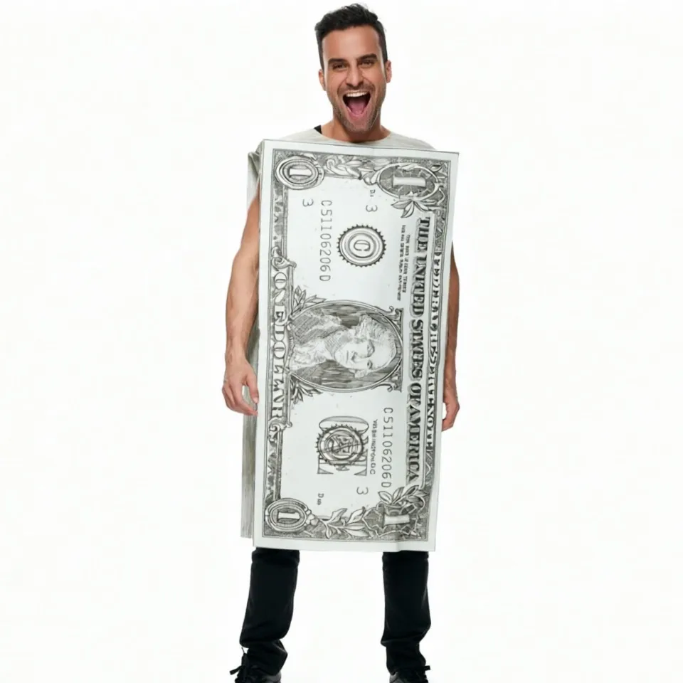 Costume de Billet de Dollar d'Halloween Débardeur Sans Manches Unisexe Fête Performance Vêtement Polyester Nouveauté