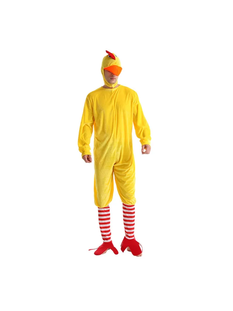 Herren Erwachsener Huhn Cosplay Kostüm Halloween Lustige Tier Overall Mit Kopfbedeckung Und Socken Party Kostüm