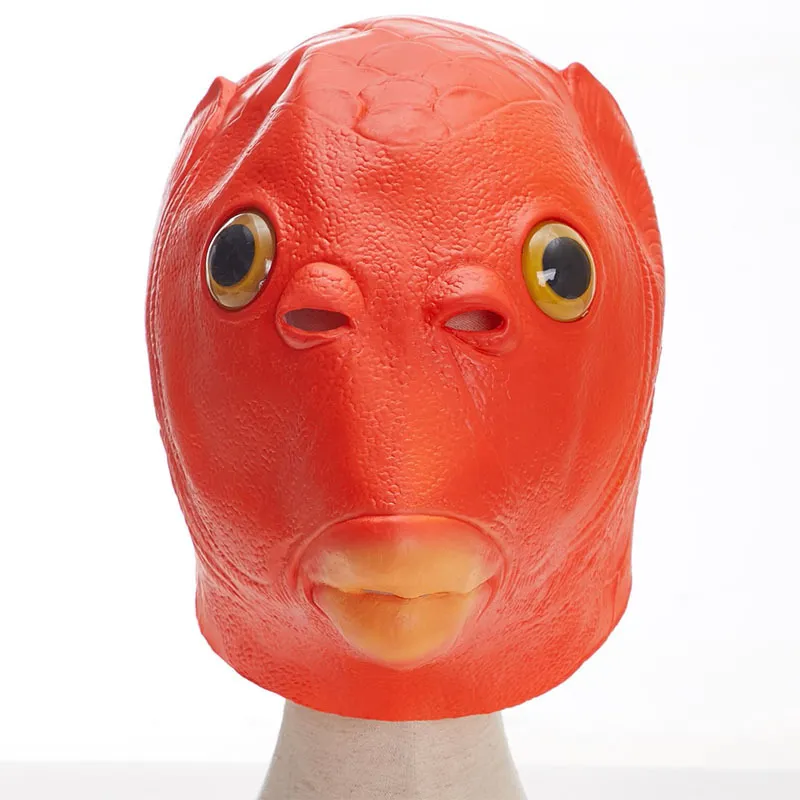 Funny Latex Fish Head Mask Novelty Animal Headgear Cute Pink Orange Costume Mask For Halloween Party Carnival Cosplay
