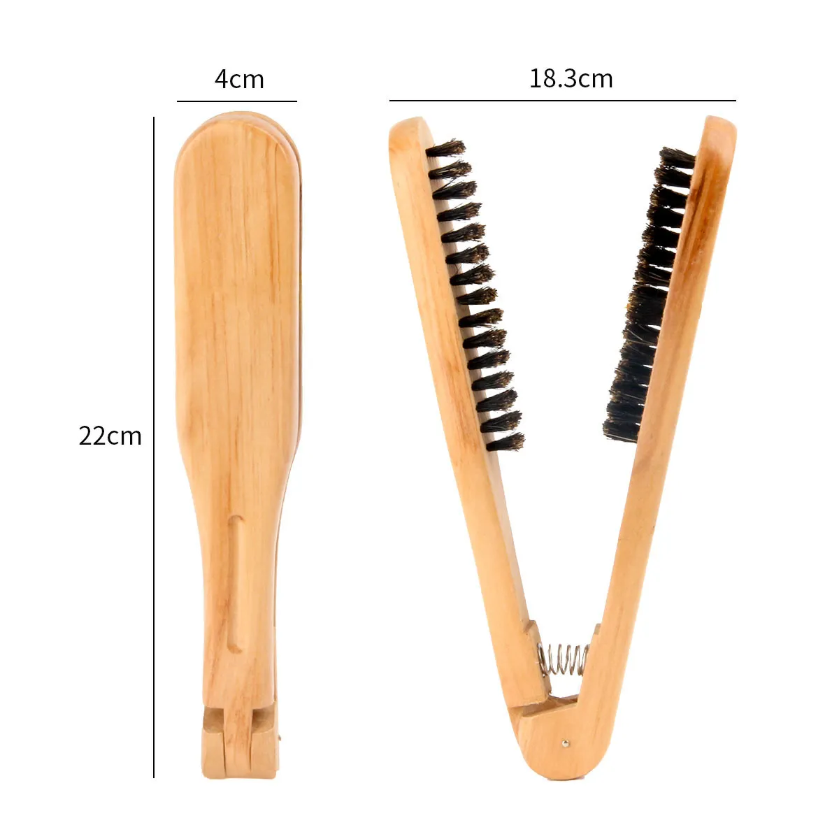 Spazzola per Capelli Lisci in Setole Naturali di Cinghiale Spazzola per Capelli con Morsetto in Legno a Forma di V in Legno di Loto