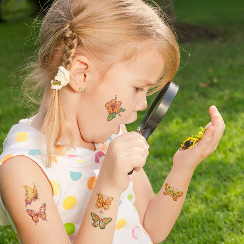 Kids Glitter Temporary Tattoo Stickers Waterproof Cartoon Floral Butterfly Animal Party Festival Holiday Gift Body Art