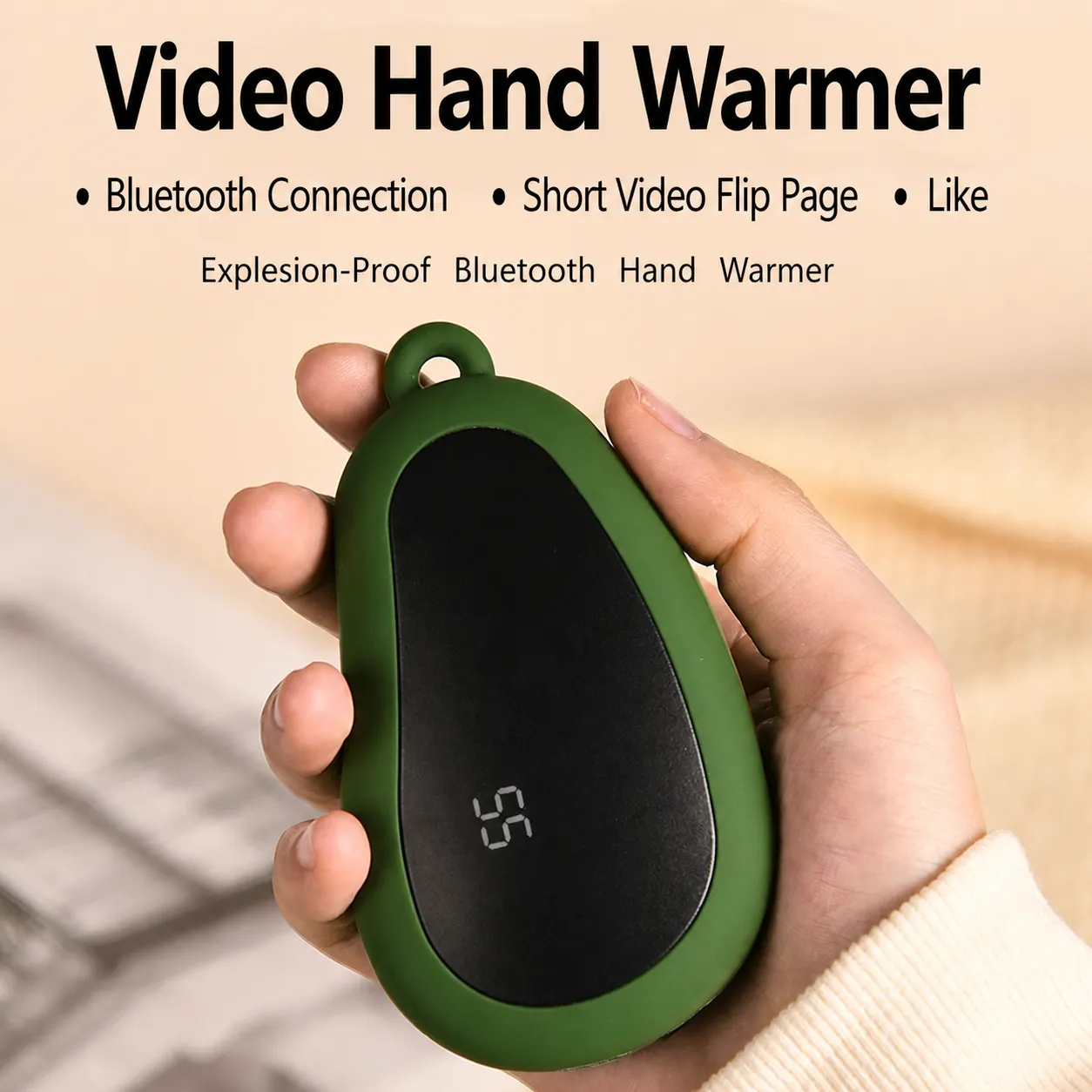 Portable USB Rechargeable Electronic Hand Warmer Bluetooth Video Turning Digital Display Winter Warming Device