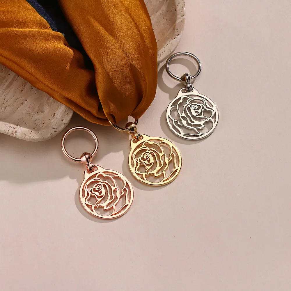 Fashion Alloy Hollow Rose Scroll Scarf Buckle Bag Pendant Metal Clothing Accessories Versatile Scarf Ring Jewelry