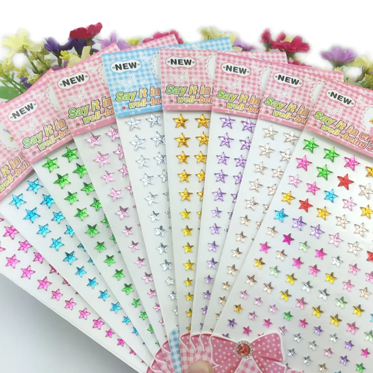 Acrylic Rhinestone Star Stickers Self Adhesive Crystal Gem Decals For Phone And Car Decoration DIY Crafts